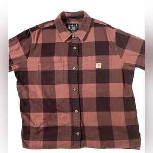 Carhartt Rugged Flex Midweight Flannel Long Sleeve Plaid Shirt Womens XL Loose